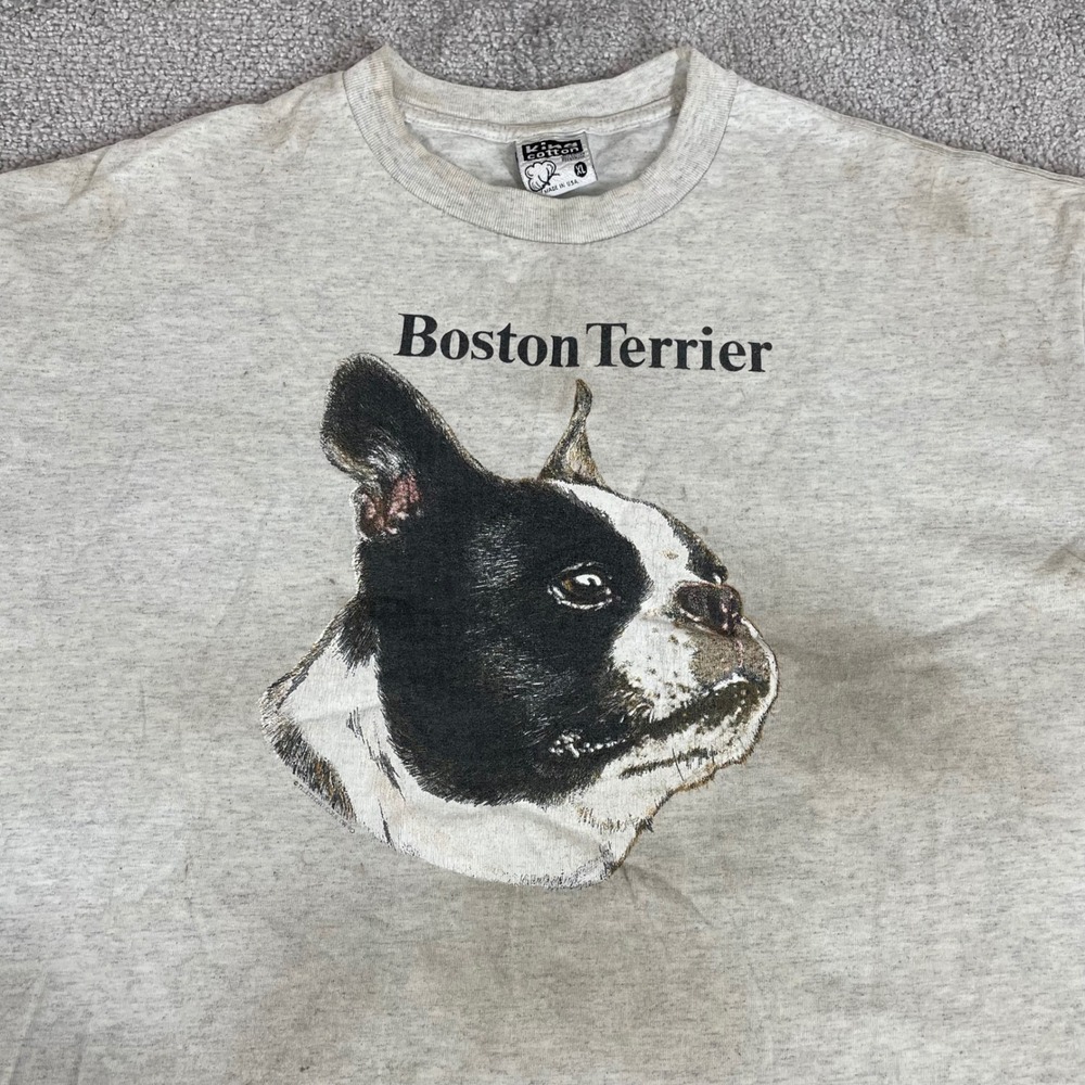 Vintage T Shirt Mens Extra Large Boston Terrier Distressed Single Stitch USA